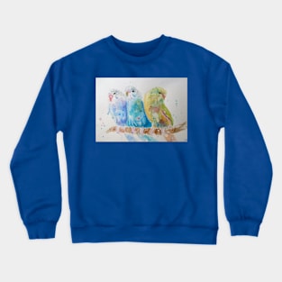 Budgie Watercolor Painting Sitting on A Branch Crewneck Sweatshirt